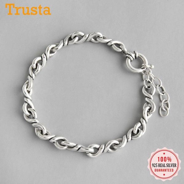 

trustdavis 925 sterling silver minimalist personality joker chain bracelets for women hand accessories silver 925 jewelry ds2271, Black