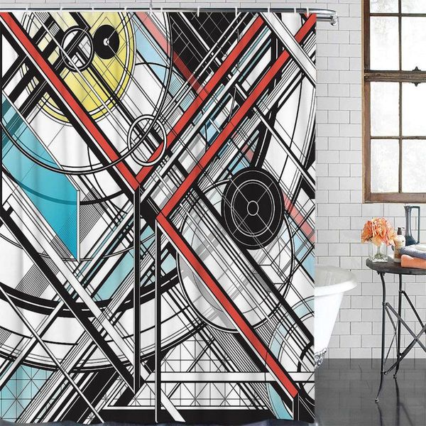 

shower curtains modern curtain abstract geometry printed bathroom decor waterproof fabric