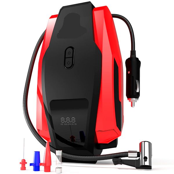 

with carry bag car air compressor pump 150psi 12v digital tire inflator auto tire pump with emergency led lighting