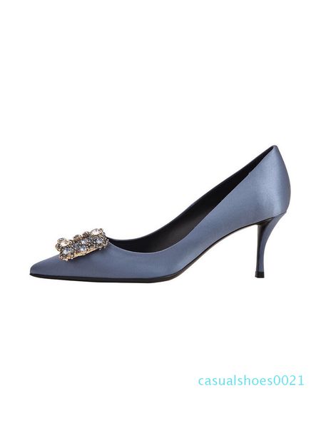 

18 star lin xin is like a bridesmaid of wedding shoes diamonds square buckles pointed high heels thin heels and shallow silk single c21, Black