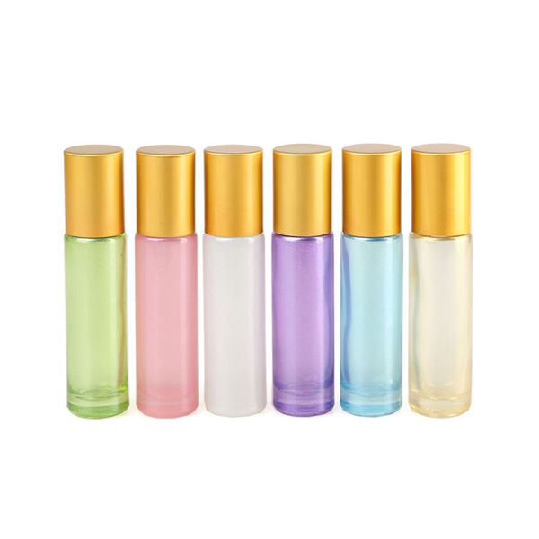 

10ml glass empty perfume bottle stainless steel ball roll on bottles for essential oils