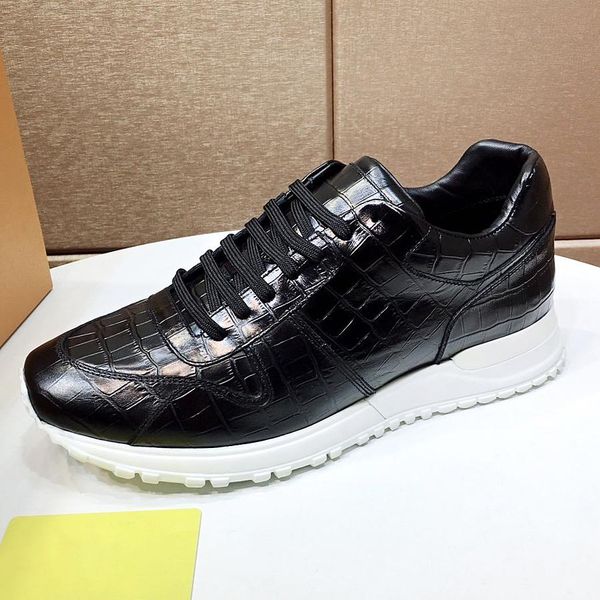

new designer men's casual shoes, high-quality men's fashion sneakers, party platform shoes, leather sneakers with original box q-d, Black