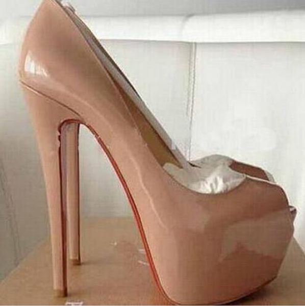 

fashion red bottom high heels peep-toe platform shoes women pumps 16cm high-heeled party shoes size 35-42, Black