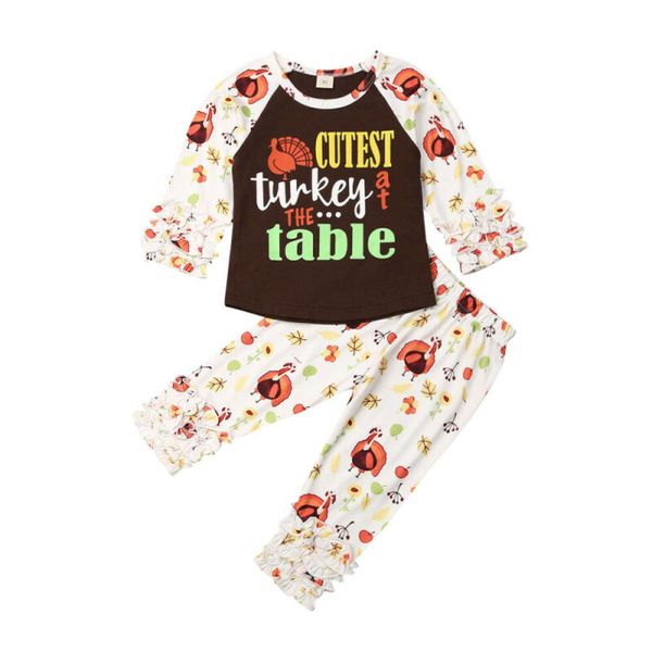 

0-3 years newborn baby thanksgiving outfits turkey print t-shirt pants cotton baby girls clothes set infant boys turkey set, Pink;blue