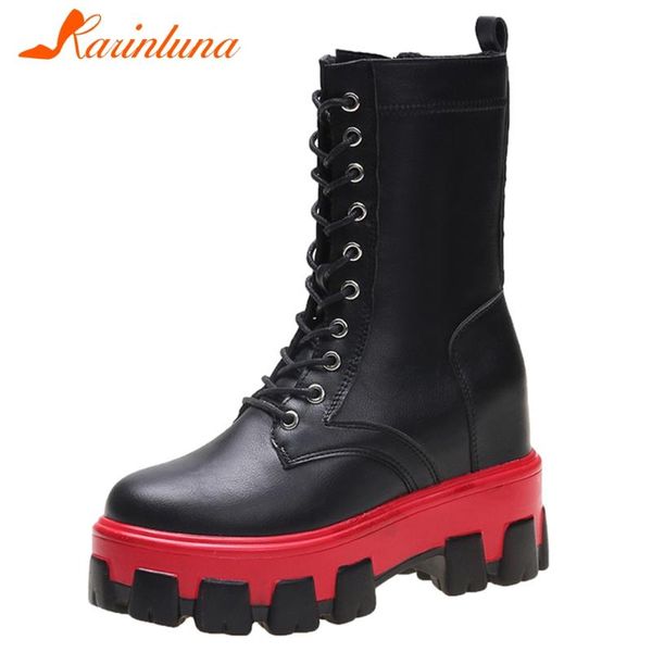 

karin brand new ladies 2020 casual party office boots fashion zip cross tied ankle boots women chunky heels shoes woman, Black