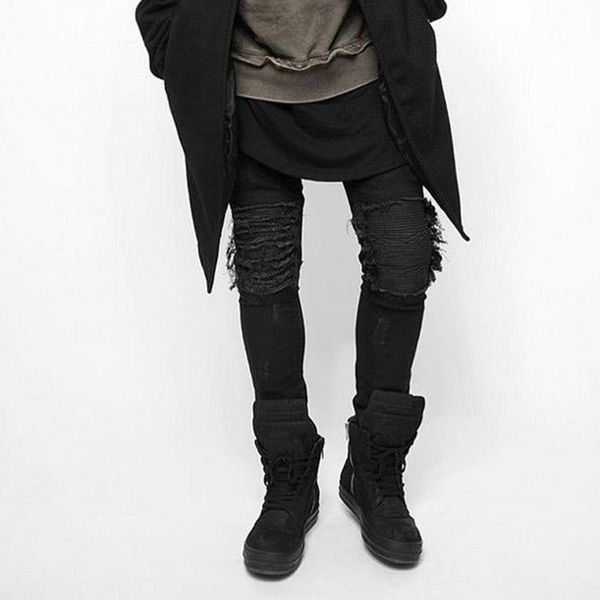 

torn mens jeans brand slim fit denim pants casual streetwear, Blue