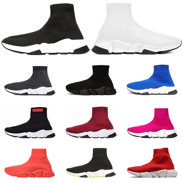 

2019 designer shoes speed trainer women men red pink grey black white blue black green classic socks trainers sneakers sports size 36-45