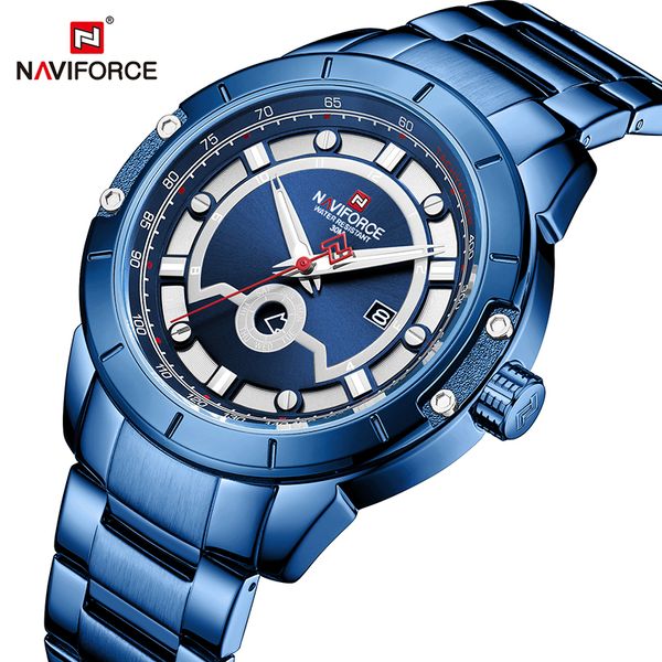 

naviforce men watches fashion stainless steel quartz wristwatch for man waterproof date clock relogio masculino, Slivery;brown