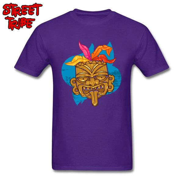 

t shirts for male funny design men t-shirt party tribal totem mask print purple clothes 100% cotton tees autumn, White;black