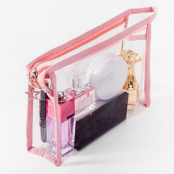 

3pcs/set new women fold portable make up bag dot printed travel toiletry bags waterproof transparent cosmetic bags