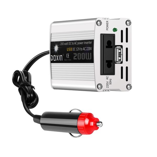 

200w wadc 12v to ac 220v / usb 5v portable car power inverter charger converter adapter dc 12 to ac 220 modified sine