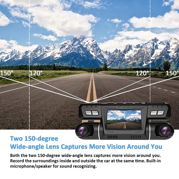 

portable car dvr night vision dash cam automatic recorder wifi dual lens 1080p front and inside dash camera car video recorder