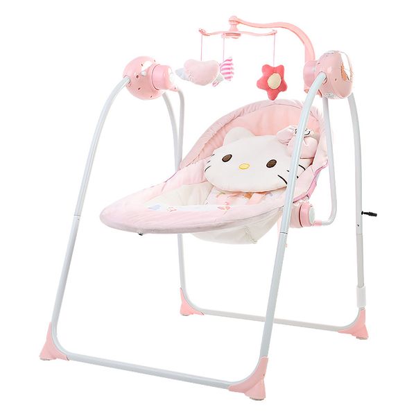 

kitty cat infant electric rocking chair remote control automatic pink metalic chair electric baby swings chairs baby bed hammock