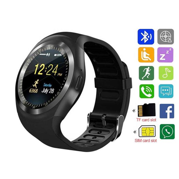 

new bluetooth y1 smart watch relogio android smartwatch phone call gsm sim remote camera information display sports pedometer, Slivery;brown