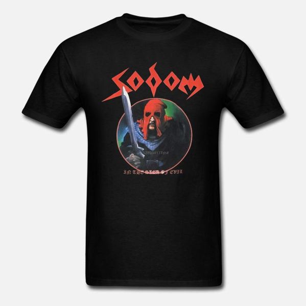 

men t shirt sodom in the sign of evil thrash kreator venom hellhammer new rock punk white tee shirt t-shirt, White;black