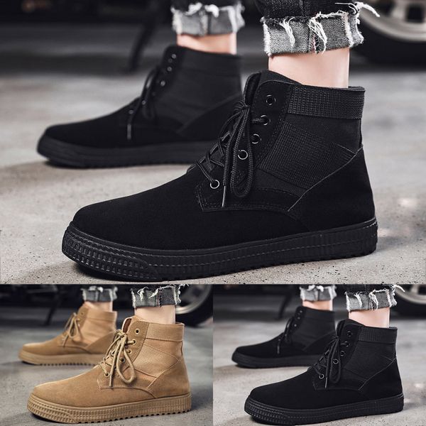 

men boots autumn winter men's outdoor wear non-slip shoes round toe shoes men ankle boots low-heeled shockproof, Black