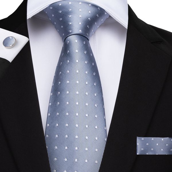 

привет-галстук новые прибывающие галстуки мужская мода серый точка шеи галстук карманные квадратные запонки набор для мужчин бизнес-партия n, Black;blue