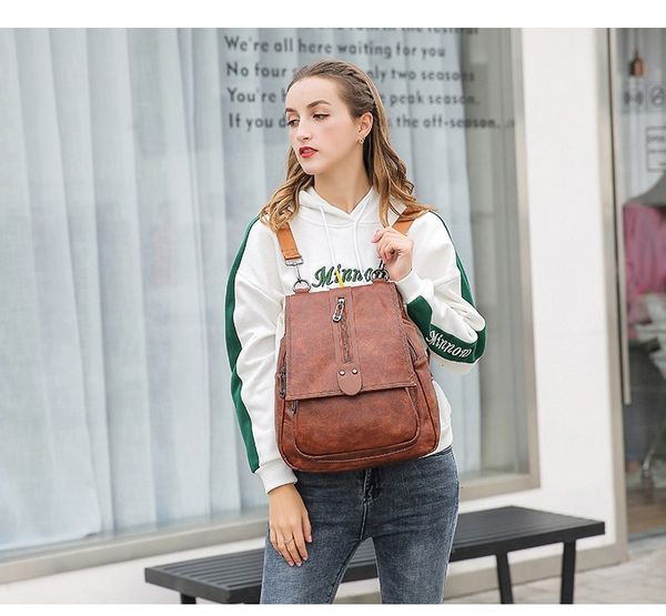 

европейских и американских ретро три универсальный многофункциональный рюкзак текстуры коровья кожа рюкзак новая мода женская сумка