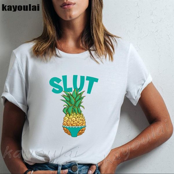

streetwear pineapple slut bikini brooklyn 99 short-sleeve t-shirt funny t shirts women o-neck humorous design funny t-shirt, White