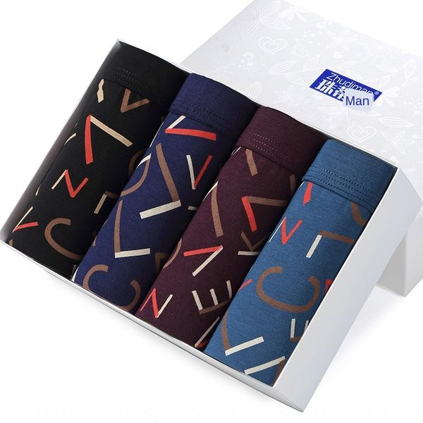 

grade boxed 4 men's whole printed cotton under flat pants men's boxed underpants 4, Black;white