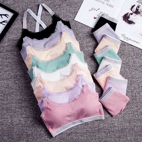 

japanese lingerie bra sets cotton thin thread push up bras traceless panties sets wireless removable chest pad bra briefs set, Red;black