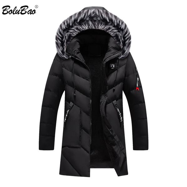

bolubao fashion brand men wram parka casual coat winter men hooded coat jackets casual men's parka, Black