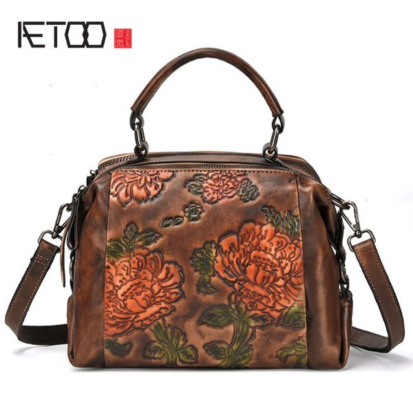 

aetoo new leather oblique carry female baotou layer cowhide casual handbag single shoulder oblique cross retro postman bag