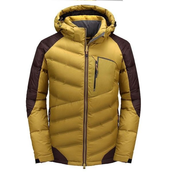 

2017 new snow overcoat men windbreaker thick warm 90% white duck down jacket stand collar hooded winter jacket men, Black