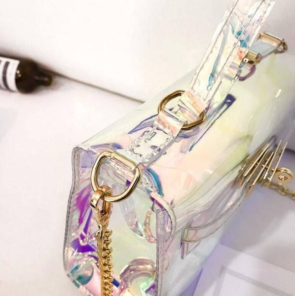 

laser messenger bags candy women fashion jelly transparent crossbody bag plastic shoulder bags hasp lock chains handbags