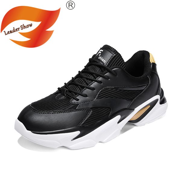 

leader show men casual shoes breathable non-slip men fashion shoes outdoor trend sneakers walking zapatillas hombre, Black