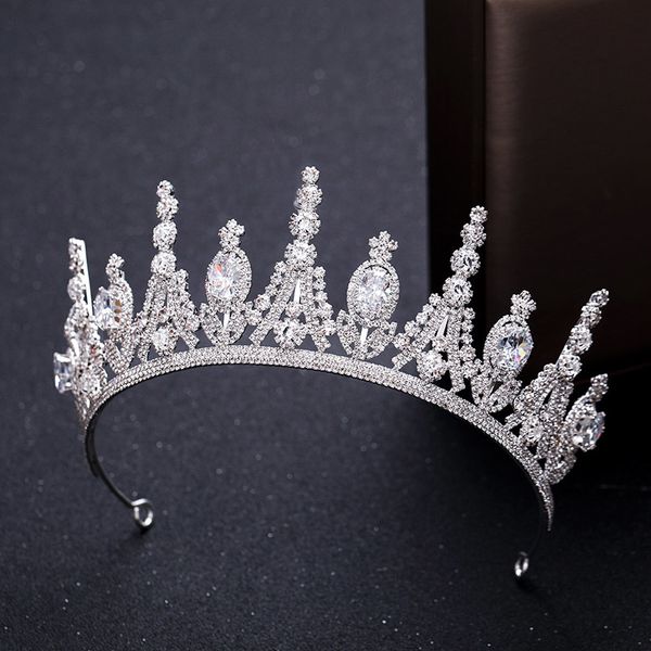 

forseven luxury silver crystal tiaras and crowns hair jewelry rhinestone diadem headpiece wedding bridal hair accessories jl, Golden;white