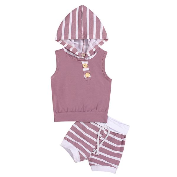 

muqgew newborn clothing 2pcs infant baby boys striped hooded pp shorts outfit summer ropa recien nacido, White