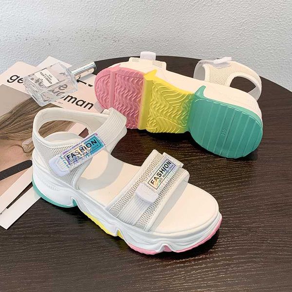 

dropshipping fashion thick bottom open toe casual shoes woman white black ladies sport sandals summer women platform sandals