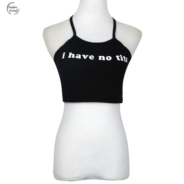 

sexy crop tops летом я нет сиськи письмо рукавов хлопок bralette halterneck танк топы жилет женщин regata feminina, White