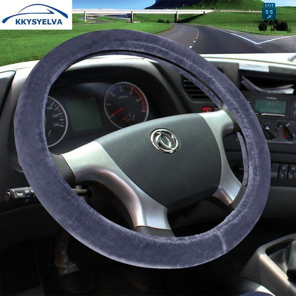 

kkysyelva winter plush steering wheel covers for car bus truck 36 38 40 42 45 47 50cm diameter auto steering-wheel cover