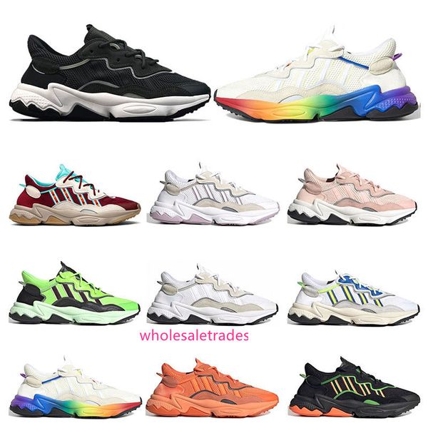 

2020 new ozweego 3m reflective men women casual shoes triple black cloud white solar red neon green pride sneakers athletic walking