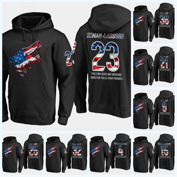 

8 Nick Schmaltz Arizona Coyotes USA Flag Lettering Hood Oliver Ekman-Larsson Nick Cousins Clayton Keller Derek Stepan Brad Richardson Jersey