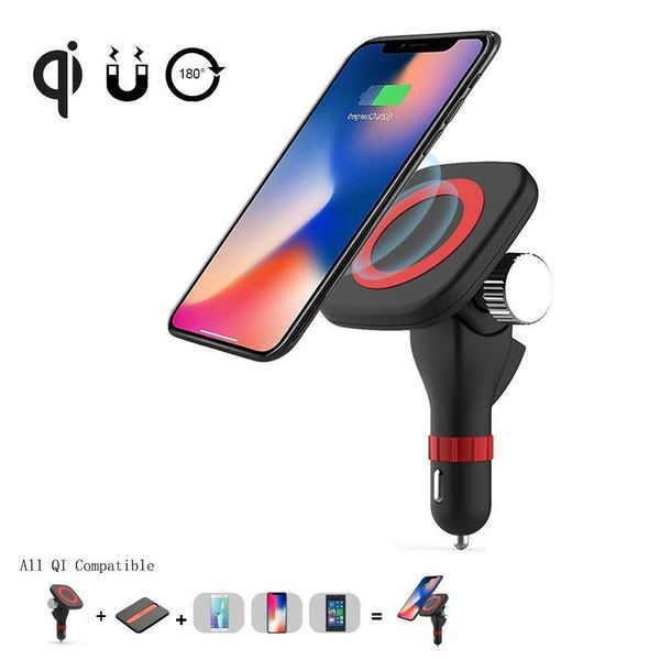 

автомобиль беспроводное зарядное устройство mount, fast charge magnetic 3-в-1 usb-адаптер с hands-free для android смартфонов qi, samsung no