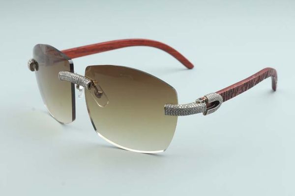 

new large frame simple luxury sunglasses full diamond glasses t4189706-b1 luxury frameless natural hand carved wooden temple legs sunglasses, White;black