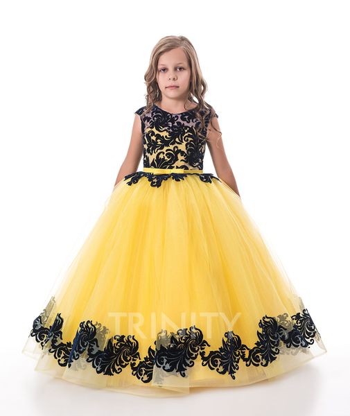 

pretty yellow blue black applique girl' pageant dresses flower girl dresses holidays/birthday skirt princess skirt custom size 2-14 f1, White;red