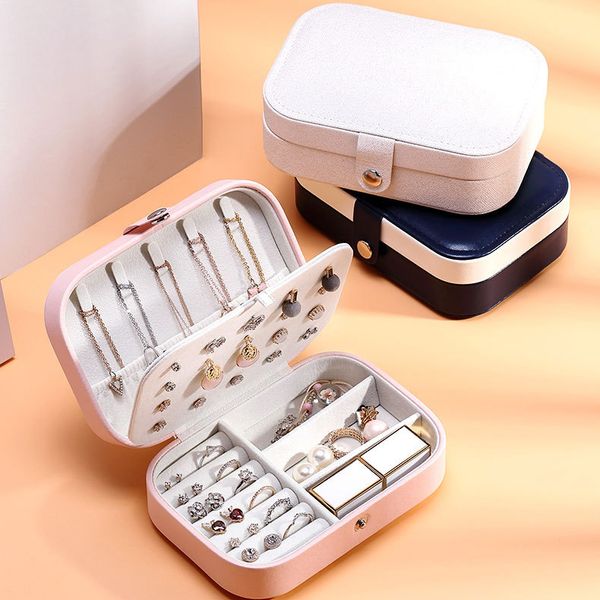 

dhl small jewelry box portable travel boxes organizer display storage case for rings earrings bracelet necklace women girls gift m966f, Black;white