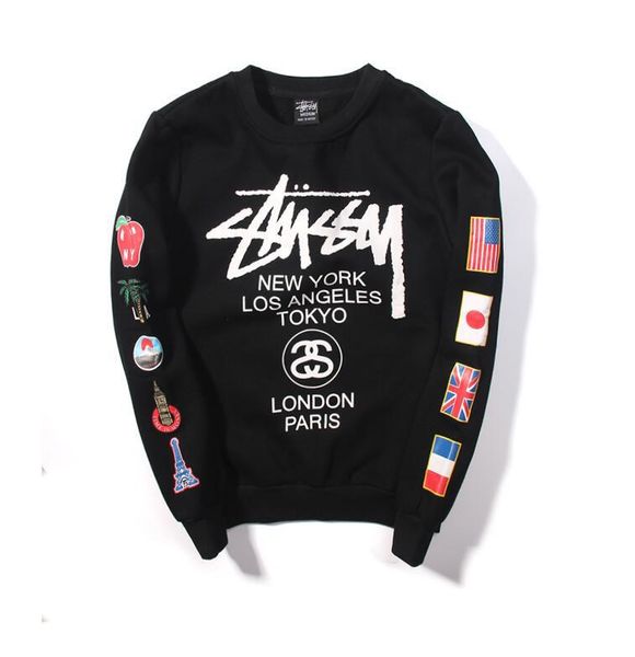 

new tide long sleeve autumn mens desigenr hoodies pullover street wear hoodies for men hip hop flag print men hoodies, Black