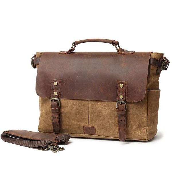 2018 New Business Men/'s Leather Handbag Briefcase Bag Laptop Shoulder Bags
