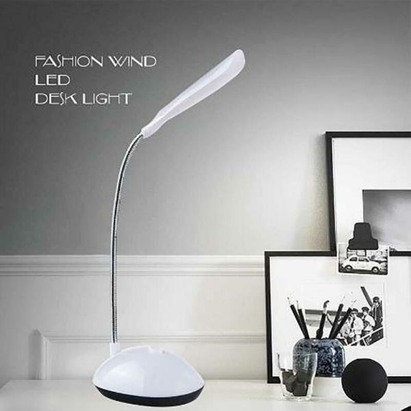 

led flexible neck table desk lamp home bed side night reading light with bulb