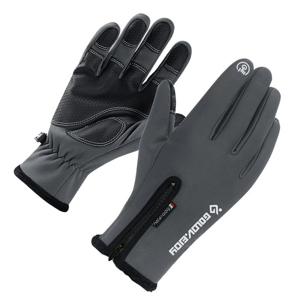

nylon windproof fishing hunting cycling gloves winter warm gloves gray