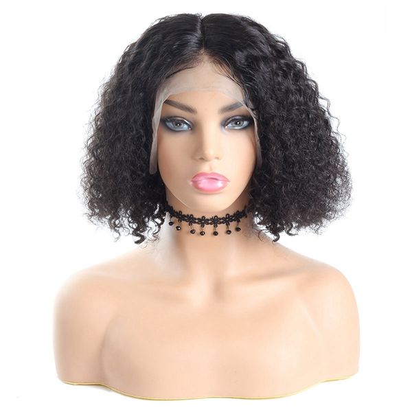 

ishow body wave short bob wig remy water 13*4 lace front wig straight curly pre-plucked brazilian deep human hair wigs for women all ages 8-, Black;brown