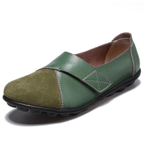 

new 100% leather casual shoes women's flats spring autumn slip-on mother's doudou women's shoes sneakers ladies women, Black