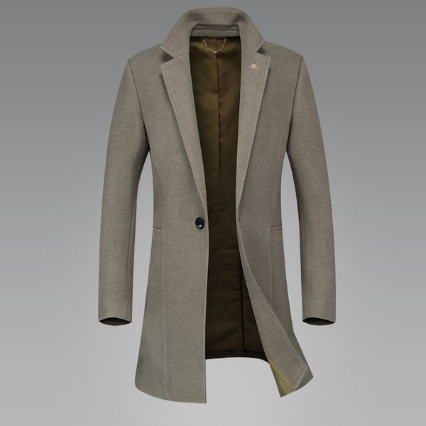 

autumn and winter new style men's coat mid-length trench coat men's glorious business slim fit long over-the-knee c, Black