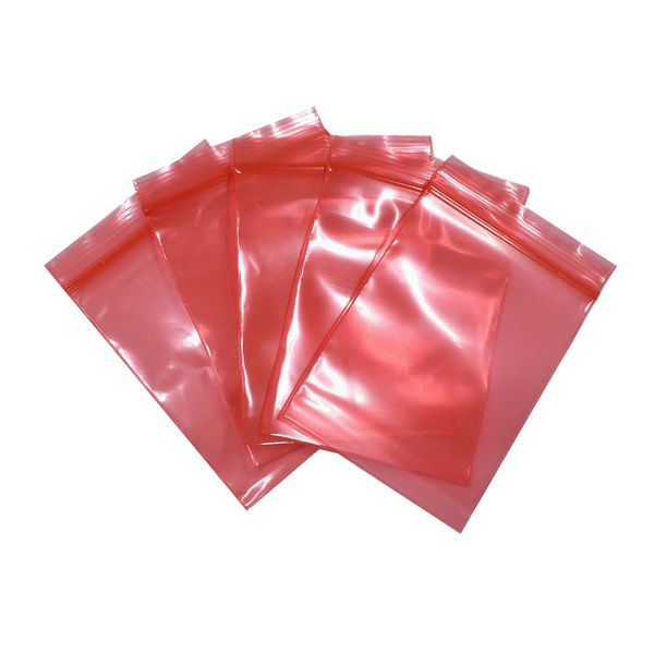 

200pcs red plastic anti static zip lock electronics package bag self sealable sundries antistatic storage zipper packing pouches