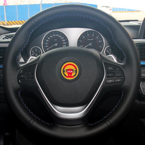 

black synthetic leather car steering wheel cover for f30 320i 328i 320d f20